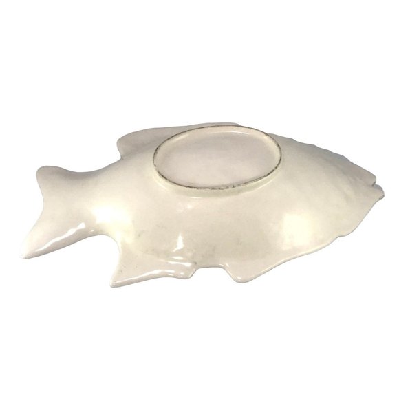 Vintage Hand Painted White Porcelain Fish Serving Dish 15 in - Picture 4 of 4